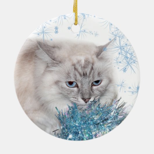 Himalaya kat Kerstmis Keramisch Ornament (Achterkant)