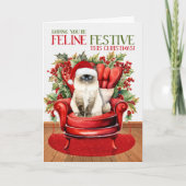 Himalaya Kerst Kat FELINE Feestelijk Feestdagen Kaart (Voorkant)