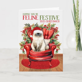 Himalaya Kerst Kat FELINE Feestelijk Feestdagen Kaart