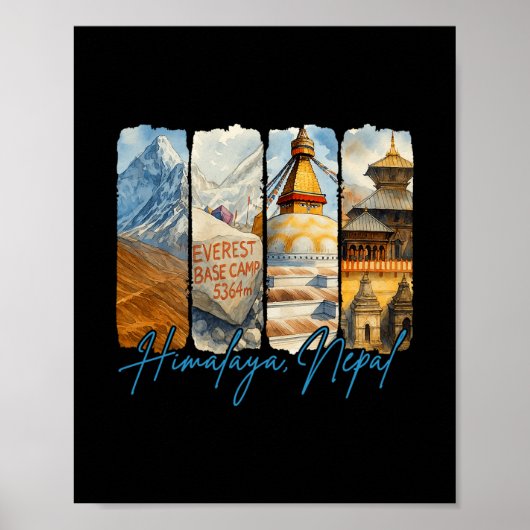 Himalaya Nepal Traveling Trip Brushstroke Souvenir Poster (Voorkant)