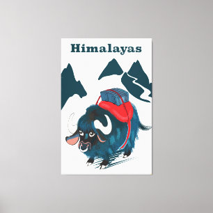 Himalaya vintage reisposter canvas afdruk