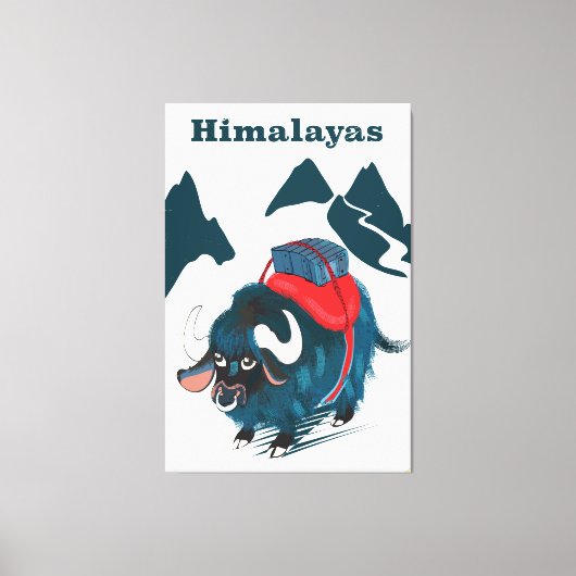 Himalaya vintage reisposter canvas afdruk (Voorkant)