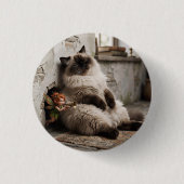 Himalayaan Kitty en Pixie Wakker Schrikken Ronde Button 3,2 Cm (Voorkant)