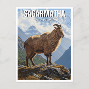 Himalayaans tahar in Sagarmatha Nationaal Park Nep Briefkaart