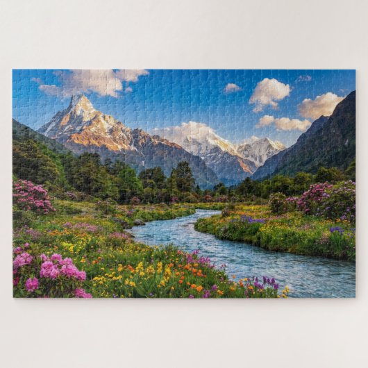 Himalayaanse rivier van kleuren – Berglandschap Legpuzzel (Horizontaal)