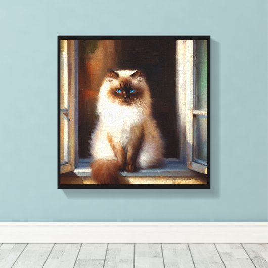 Himalayan Cat Canvas Afdruk (Insitu (Houten vloer))