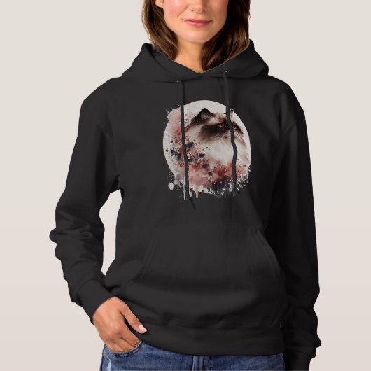 Himalayan Cat Cherry Blossom Japanese Sakura Hoodie (Voorkant)
