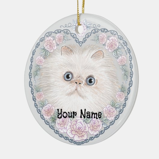 Himalayan Cat Heart Keramisch Ornament (Links)