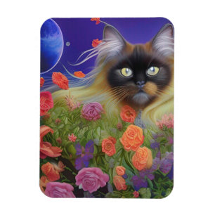 Himalayan Cat in Flowers Magneet