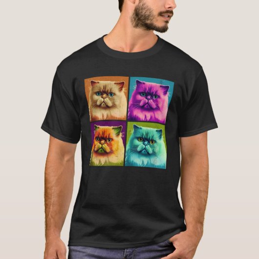 Himalayan Cat Pop Illustration Colorful Animal  1 T-shirt (Voorkant)