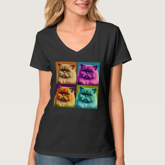 Himalayan Cat Pop Illustration Colorful Animal  1 T-shirt (Voorkant)