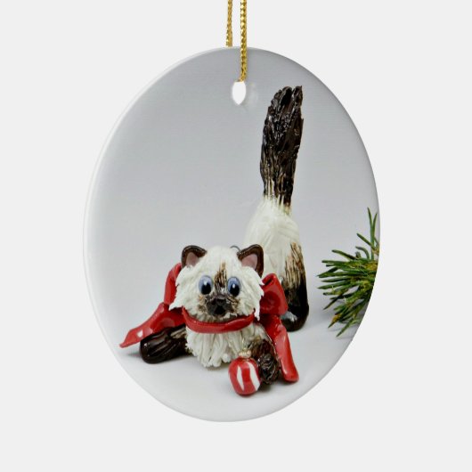 Himalayan Cat Sealpoint Ceramic Ornament (Rechts)