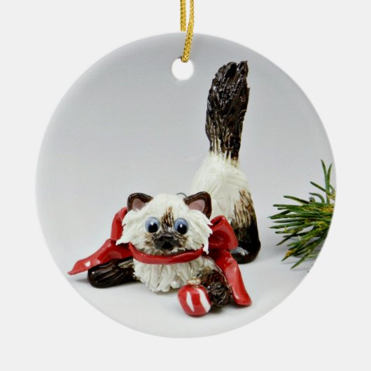 Himalayan Cat Sealpoint Ceramic Ornament (Voorkant)