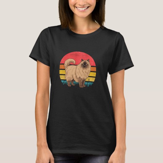 Himalayan Cat Sunset Retro Design Mama Pa T-shirt (Voorkant)