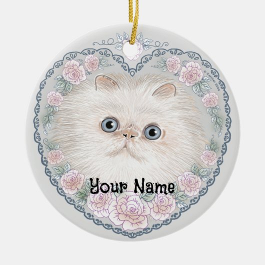 Himalayan Kat Hart  Keramisch Ornament (Voorkant)