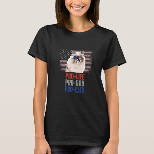 Himalayan Kat Pro Leven Pro God Pro Katten Amerika T-shirt (Voorkant)