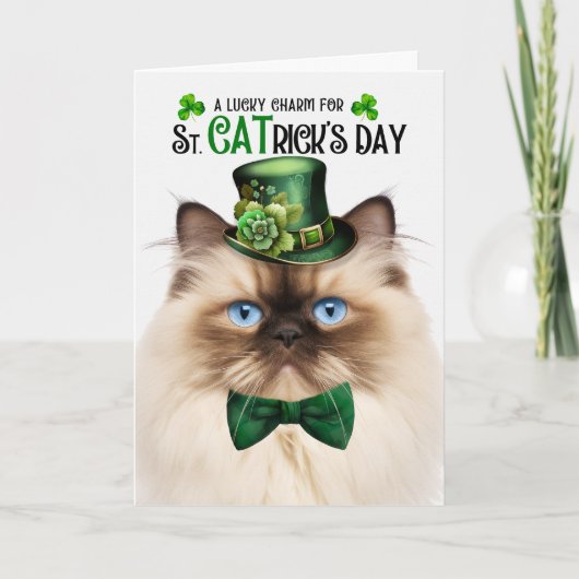 Himalayan Kat St CATrick's Day Lucky Charm Feestdagen Kaart (Voorkant)