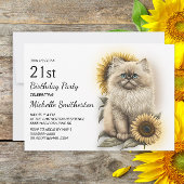 Himalayan Kitten Cat Sunflower 21e verjaardag Kaart