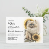 Himalayan Kitten Cat Sunflower 40th Birthday Kaart (Staand voorkant)