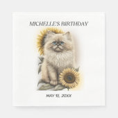 Himalayan Kitten Cat Sunflower Birthday Naam Servet (Voorkant)