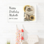 Himalayan Kitten Cat Sunflower Happy Birthday Spandoek (Insitu)