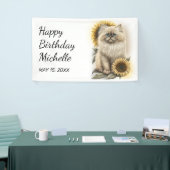 Himalayan Kitten Cat Sunflower Happy Birthday Spandoek (Beurs)