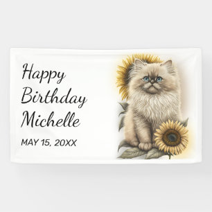 Himalayan Kitten Cat Sunflower Happy Birthday Spandoek