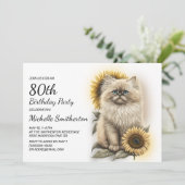 Himalayan Kitten Kat Zonnebloemen 80ste Verjaardag Kaart (Staand voorkant)
