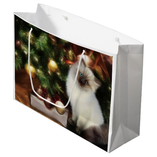 Himalayan kitten Kerstmis Large Cadeautasje (Voorkant Gekanteld)