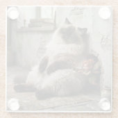 Himalayan Kitty en Pixie Wakker Schrik  Glazen Onderzetter (Achterkant)