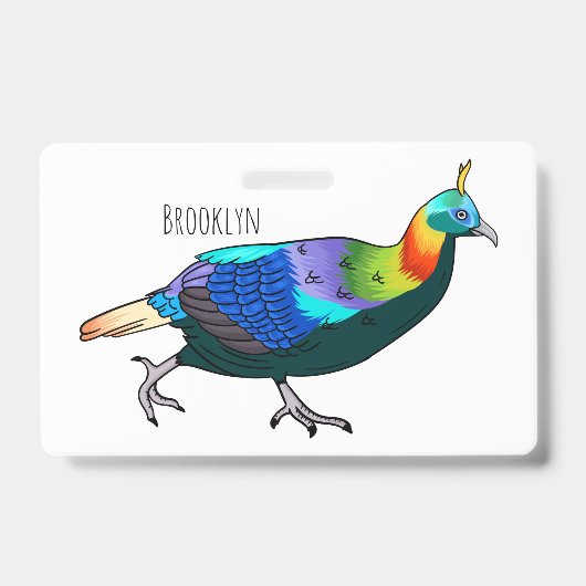 Himalayan monal vogel cartoon illustratie badge (Voorzijde)