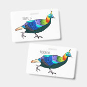 Himalayan monal vogel cartoon illustratie badge (Voor- en achterkant)