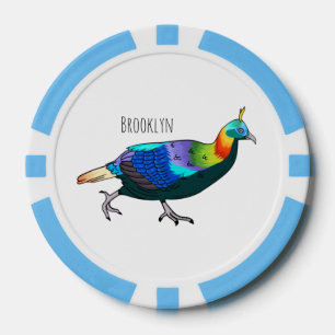 Himalayan monal vogel cartoon illustratie poker chips