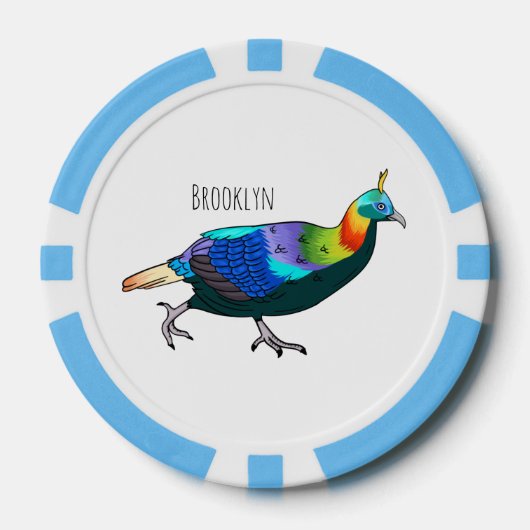 Himalayan monal vogel cartoon illustratie poker chips (Voorkant)