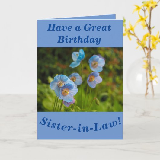 Himalayan Poppies Birthday Card voor Zuster-in-Law Kaart (Gele Bloem)