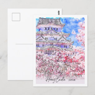 Himeiji Castle Japan Travel Place Waterverf Briefkaart