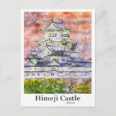 Himeji Castle Japan Travel Waterverf met de hand g Briefkaart (Voorkant)