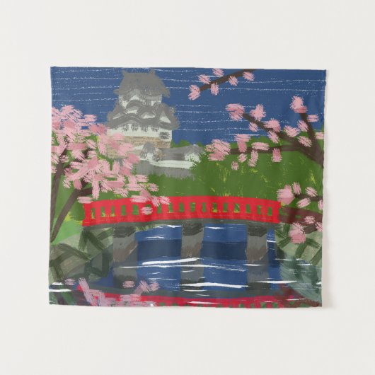 Himeji Castle River Wandkleed (Voorkant (horizontaal))