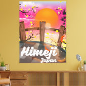 Himeji Japan bloemenposter. Canvas Afdruk (Insitu (Woonkamer))