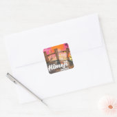 Himeji Japan bloemenposter. Vierkante Sticker (Envelop)