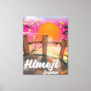 Himeji Japan bloesem poster. Canvas Afdruk