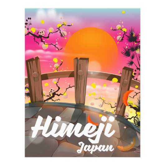 Himeji Japan bloesem poster. Foto Afdruk (Voorkant)