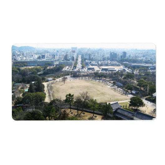Himeji, Japan (Uitzicht van atop castle) Etiket (Voorkant)