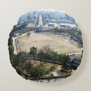 Himeji, Japan (Uitzicht van atop castle) Rond Kussen