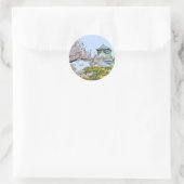 Himeji kasteel met kersenbloesems ronde sticker (Tas)