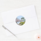Himeji kasteel met kersenbloesems ronde sticker (Envelop)