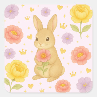 HIMEKARI Floral Bunny Sticker – Pink