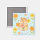 HIMEKARI Floral Hamster Magnet – Blue (Voorkant / Achterkant)
