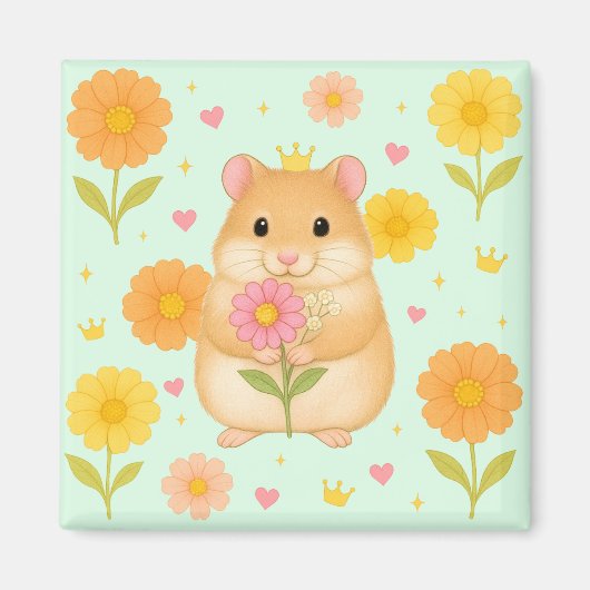 HIMEKARI Floral Hamster Magnet – Green (Voorkant)