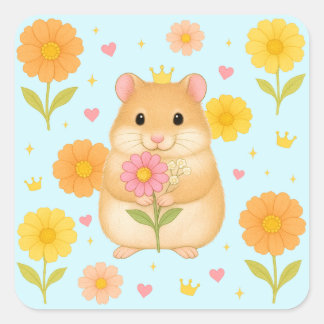 HIMEKARI Floral Hamster Sticker – Blue